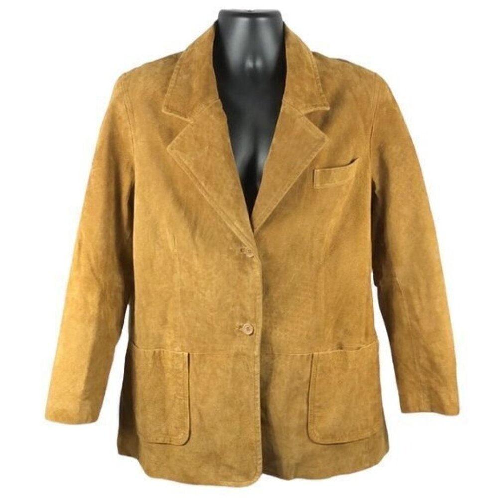 Via Accenti tan leather suede coat jacket size A8/XL 14-16